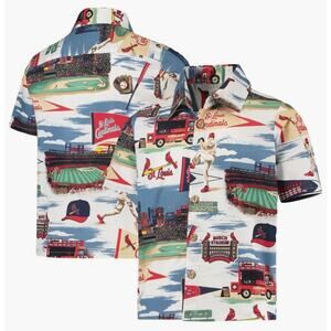 Aloha Reyn Spooner Youth White St. Louis Cardinals Scenic Button-Up Shirt Size L